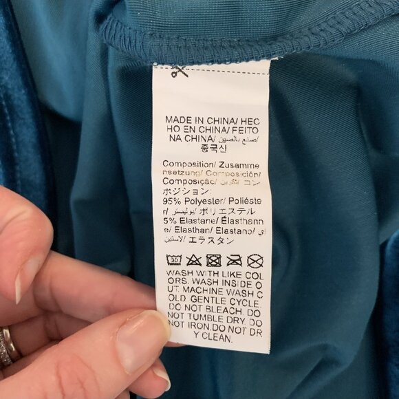 Shein Womens XL Velour Velvet Blouse Teal Holiday Party Fairy Goth Boho Popover - Picture 9 of 13